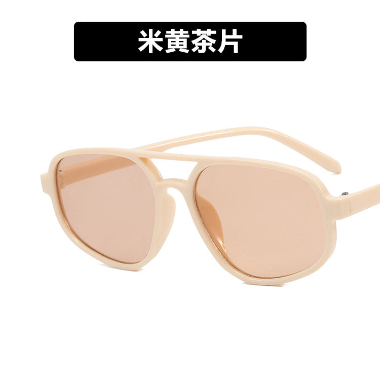Trendy Oval Double-Bridge Sunglasses 2022 New Fashion Simple Retro Internet Celebrity Sunglasses for Women