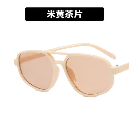 Trendy Oval Double-Bridge Sunglasses 2022 New Fashion Simple Retro Internet Celebrity Sunglasses for Women