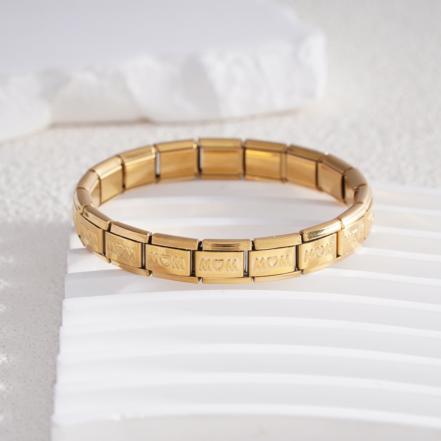 Cross-border Fashion Stainless Steel Module Bracelet MOM Series New Strange Diy Elastic Bracelet Detachable Bracelet Accessories