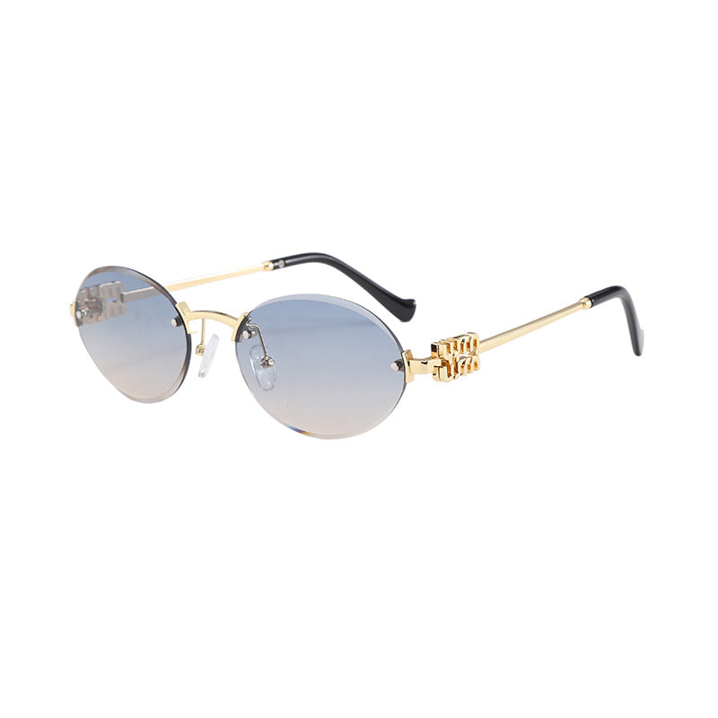 Frameless Letter Sunglasses with a High-End Feel, Personalized Metal Street Style Sunglasses, Retro Internet Celebrity Street Style, Trendy Sweet and Cool Hot Girl Sunglasses