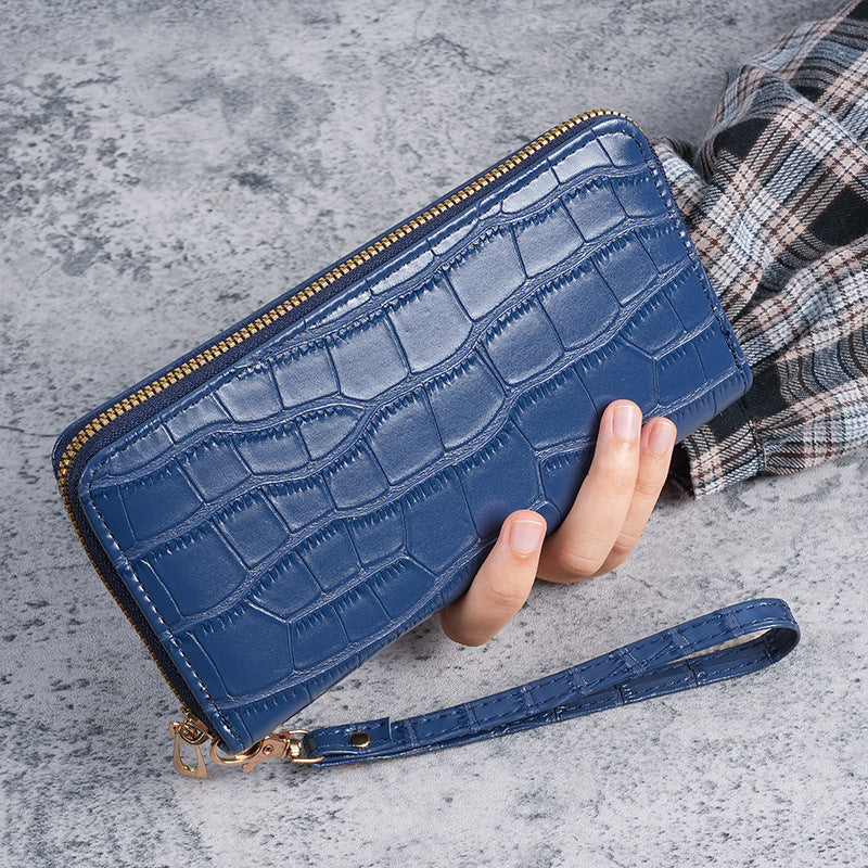 2025 New Women's Long Wallet, Feminine Crocodile Pattern Clutch Wallet, Fashionable Retro Women's Bag