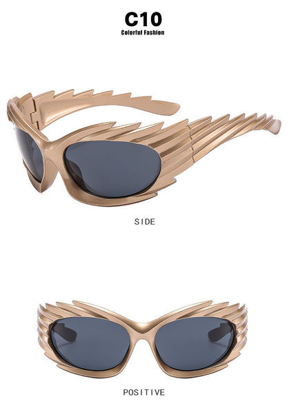 Barbed Hedgehog Sunglasses Y2K European and American Personalized Wings Cycling Sunglasses Concave Shape Ins Trendy Sunglasses for Women