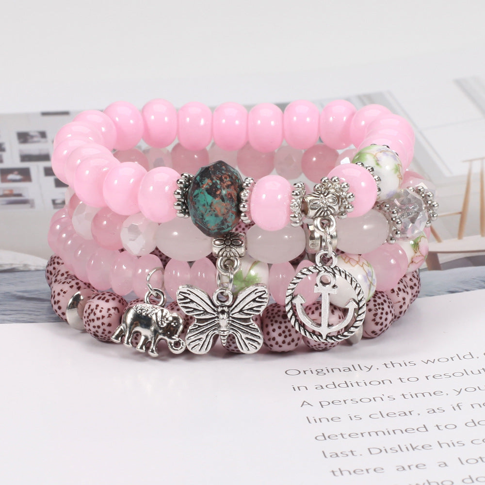 2022 Bohemian Butterfly Ship Anchor Elephant Pendant Multi-layer Bracelet Wholesale Bracelet Factory New Style Bracelet