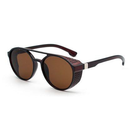 European and American Fashion Trend New Double-Beam Sunglasses Steampunk Sunglasses Round Retro Sunglasses 97040