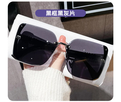 Brown M-Shaped Women's Uv Protection High-End Wide-Frame Pc Style Sunshade Glasses Trendy Street Style Sunglasses