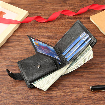 Cross-Border Dropshipping Manufacturer Wholesale Men's Wallet Pu Leather Short Zipper Buckle Wallet New Style Wallet Coin Purse