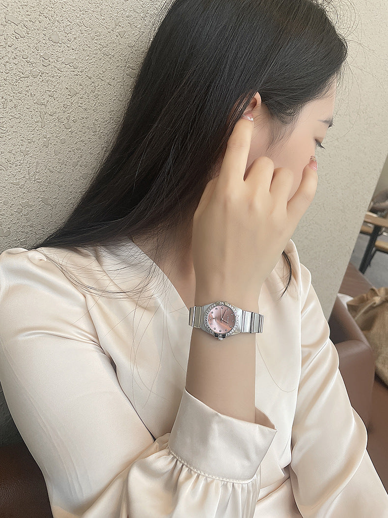 Source Factory Constellation Steel Band Women's Quartz Watch High-End Waterproof Fashion Cross-Border Diamond Bezel Girls' Watch