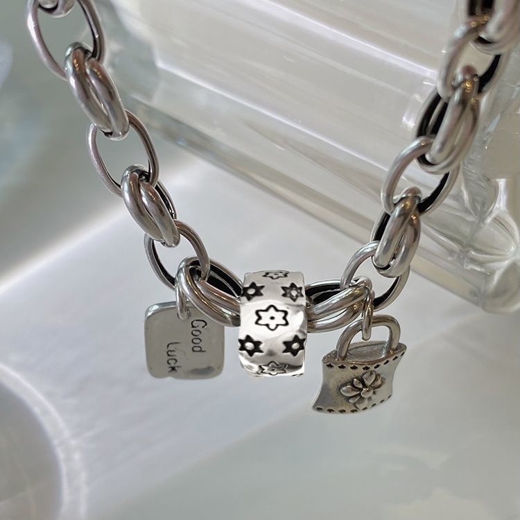 Six-pointed Star Old 925 Sterling Silver Bracelet Women's Autumn and Winter 2025 New Ins Niche Design Cold Style Couple Bracelet