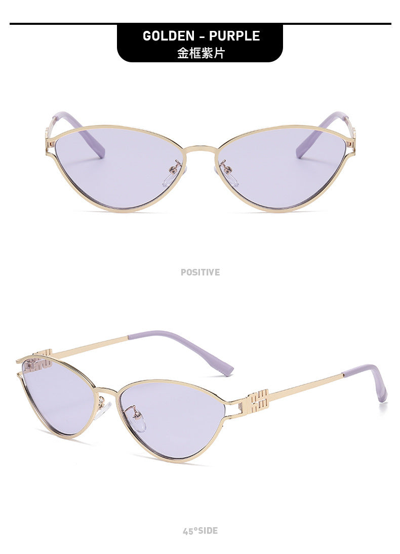 Fashionable Metal Cat-Eye Sunglasses European and American Trendy Women's Sunglasses Light Luxury High-End Anti-Uv Sunglasses for Men