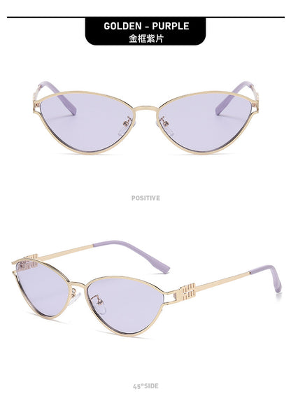 Fashionable Metal Cat-Eye Sunglasses European and American Trendy Women's Sunglasses Light Luxury High-End Anti-Uv Sunglasses for Men