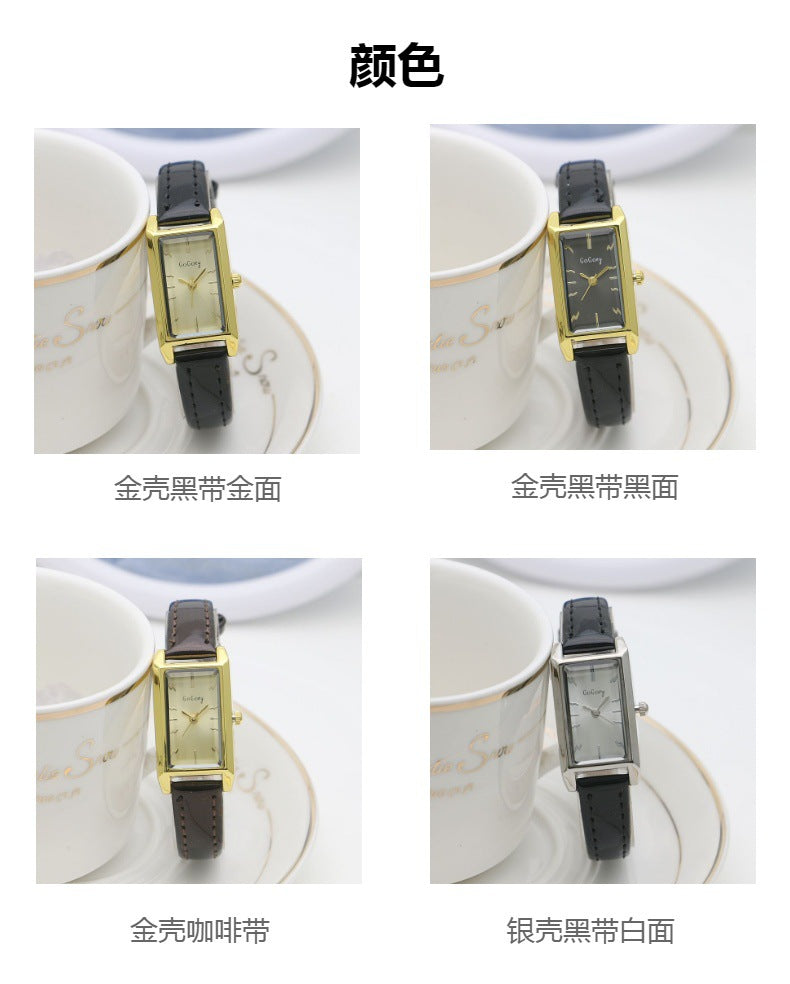 Small Rectangular Thin Strap Simple Women's Leather Strap Watch Trendy Leather Strap Watch Women's Quartz Watch 270