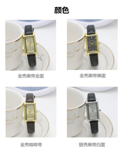 Small Rectangular Thin Strap Simple Women's Leather Strap Watch Trendy Leather Strap Watch Women's Quartz Watch 270