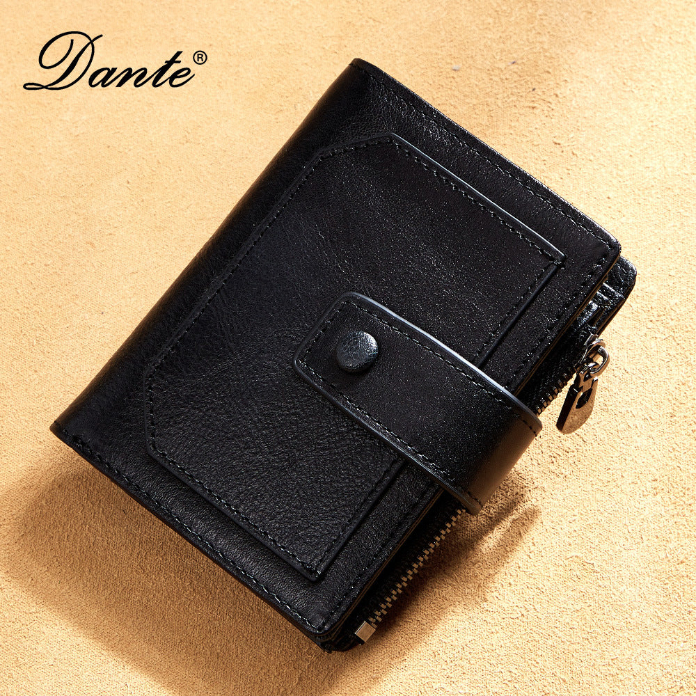 Men's wallet wholesale leather zipper short retro wallet RFID anti-theft foreign trade leather wallet manufacturers processing
