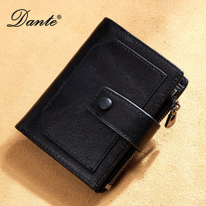 Men's wallet wholesale leather zipper short retro wallet RFID anti-theft foreign trade leather wallet manufacturers processing