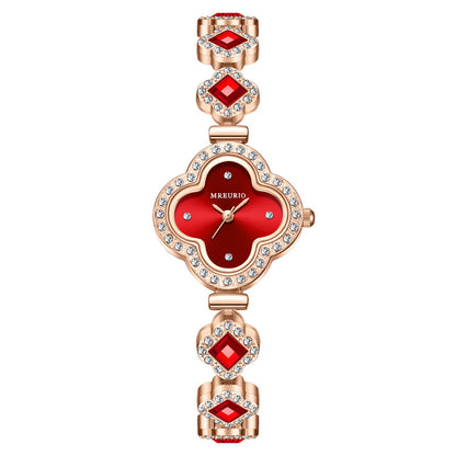 Live Hot Hot Hot Fashion Four-leaf Clover Bracelet Quartz Watch Emerald Women's Watch Women's Watch Factory Wholesale