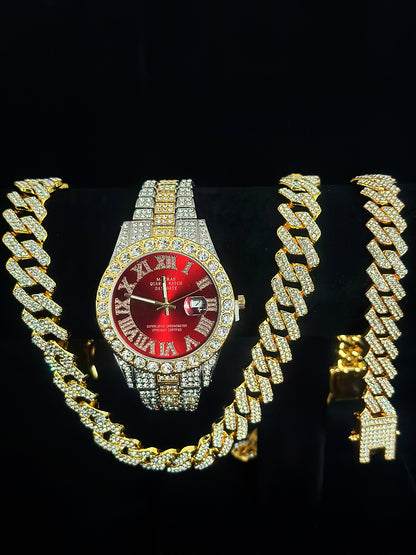 Tiktok Hot-Selling Fashion Casual Men's Watch Full Diamond Watch Men's Factory Price Direct Sale Complete Colors
