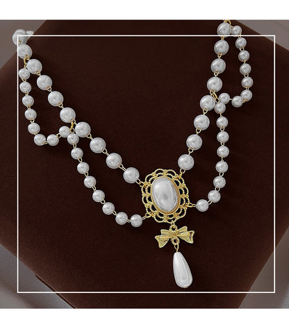 Vintage Baroque Pearl Tassel Necklace Female Bridal Banquet Elegant Fashion Collarbone Necklace Choker Accessories