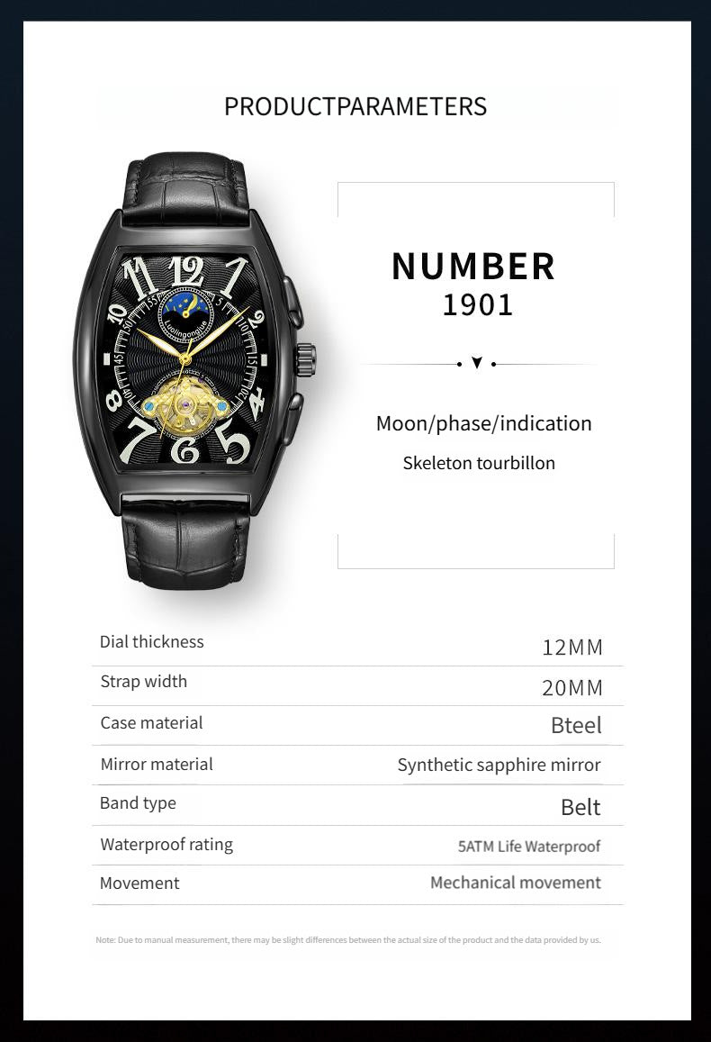 Barrel Type Fully Automatic Wheel Hollow Mechanical Watch Men's Business Simple Fashion Multifunctional Watch Wholesale