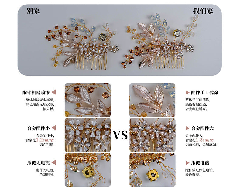 European and American Bride Jewelry Three-piece Suit High-class Dance Wedding Jewelry Alloy Diamond Crown Necklace Earrings suit