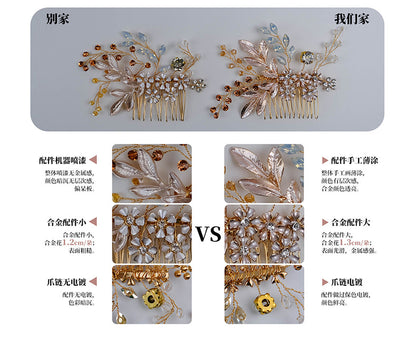 European and American Bride Jewelry Three-piece Suit High-class Dance Wedding Jewelry Alloy Diamond Crown Necklace Earrings suit