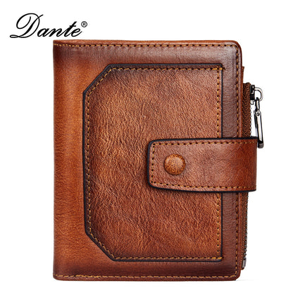 Men's wallet wholesale leather zipper short retro wallet RFID anti-theft foreign trade leather wallet manufacturers processing