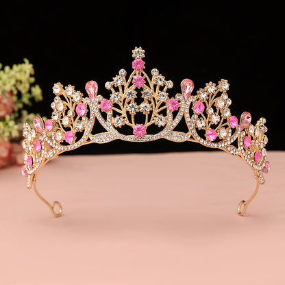 Super Fairy New Princess Sweet Bridal Crown Red Tiara Crystal Toast Clothing Hair Accessories 18Th Birthday Gift