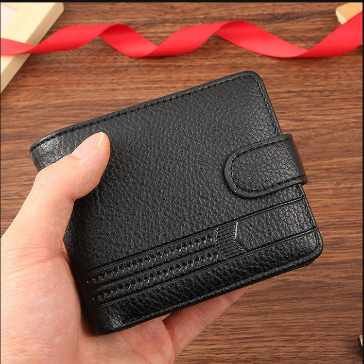 Cross-Border Dropshipping Manufacturer Wholesale Men's Wallet Pu Leather Short Zipper Buckle Wallet New Style Wallet Coin Purse