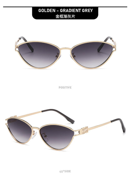 Fashionable Metal Cat-Eye Sunglasses European and American Trendy Women's Sunglasses Light Luxury High-End Anti-Uv Sunglasses for Men