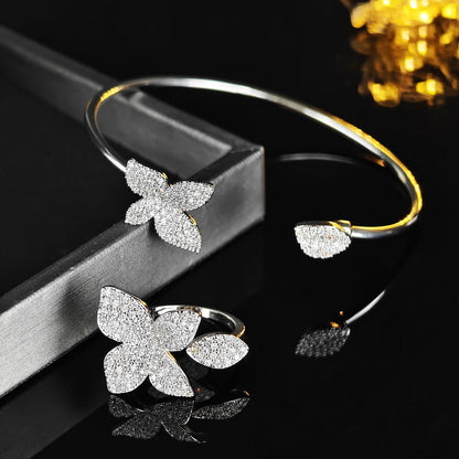 Cross-border Female Niche Opening Adjustable Bracelet Ring Popular Butterfly High Design Sense r5433-s8026
