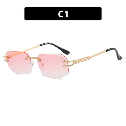 Irregular Frameless Edge-Cut Sunglasses 2024 New Style Personalized Fashion Sunglasses Street Style Trendy Sunglasses for Women
