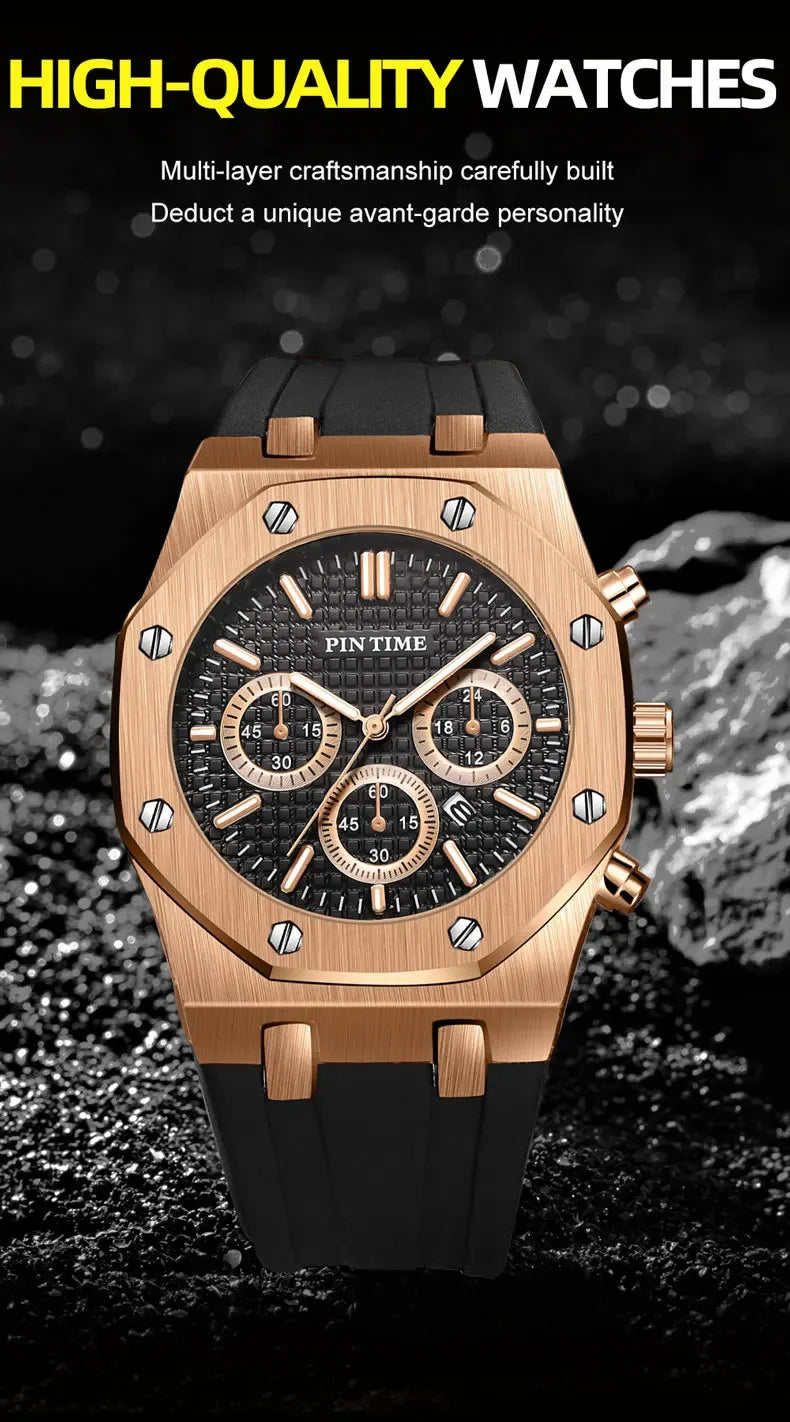 Foreign Trade Products: Men's Watch with Three Dials, Multi-Functional, Sports, Waterproof, Men's Fashion Casual Watch, Cross-Border Hot-Selling Item