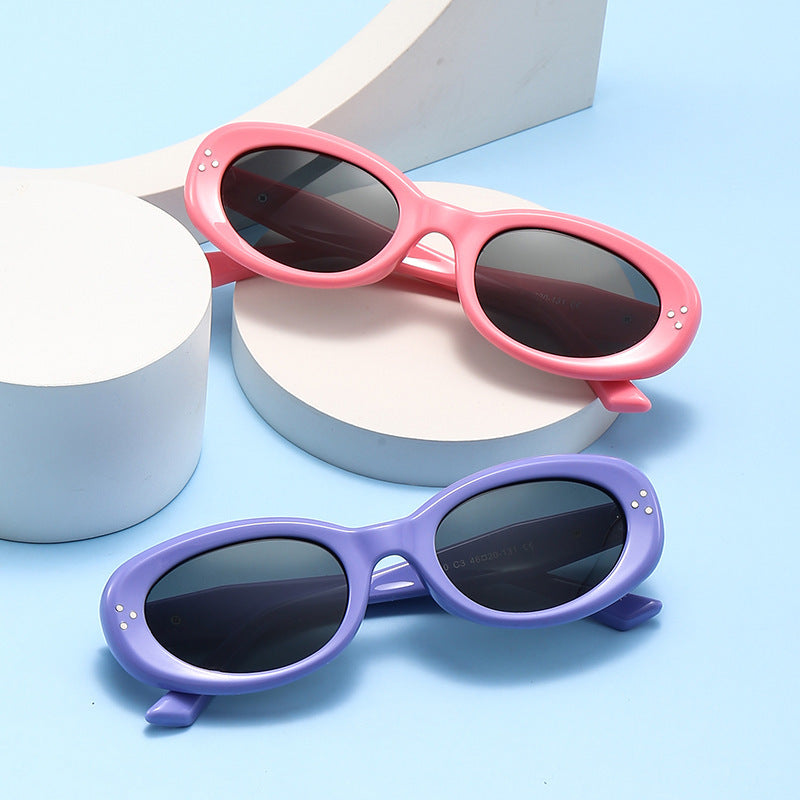 2024 new fashion rice nail polarized children's sunglasses silicone oval small frame sunscreen baby sunglasses 7-130