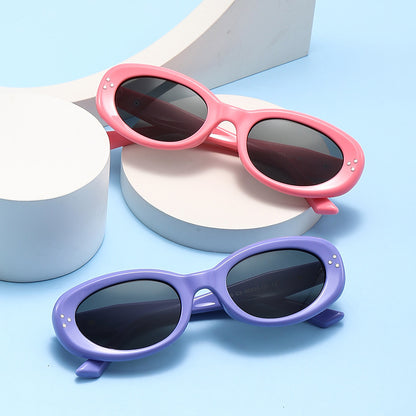 2024 new fashion rice nail polarized children's sunglasses silicone oval small frame sunscreen baby sunglasses 7-130