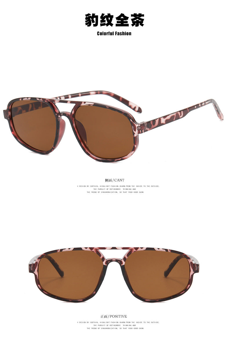 Trendy Oval Double-Bridge Sunglasses 2022 New Fashion Simple Retro Internet Celebrity Sunglasses for Women