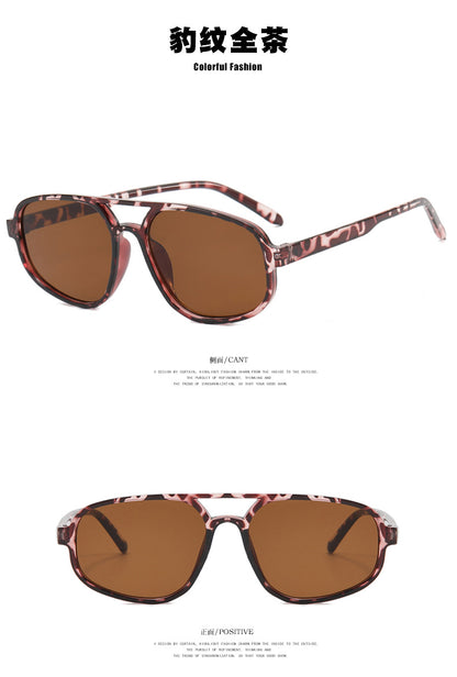 Trendy Oval Double-Bridge Sunglasses 2022 New Fashion Simple Retro Internet Celebrity Sunglasses for Women