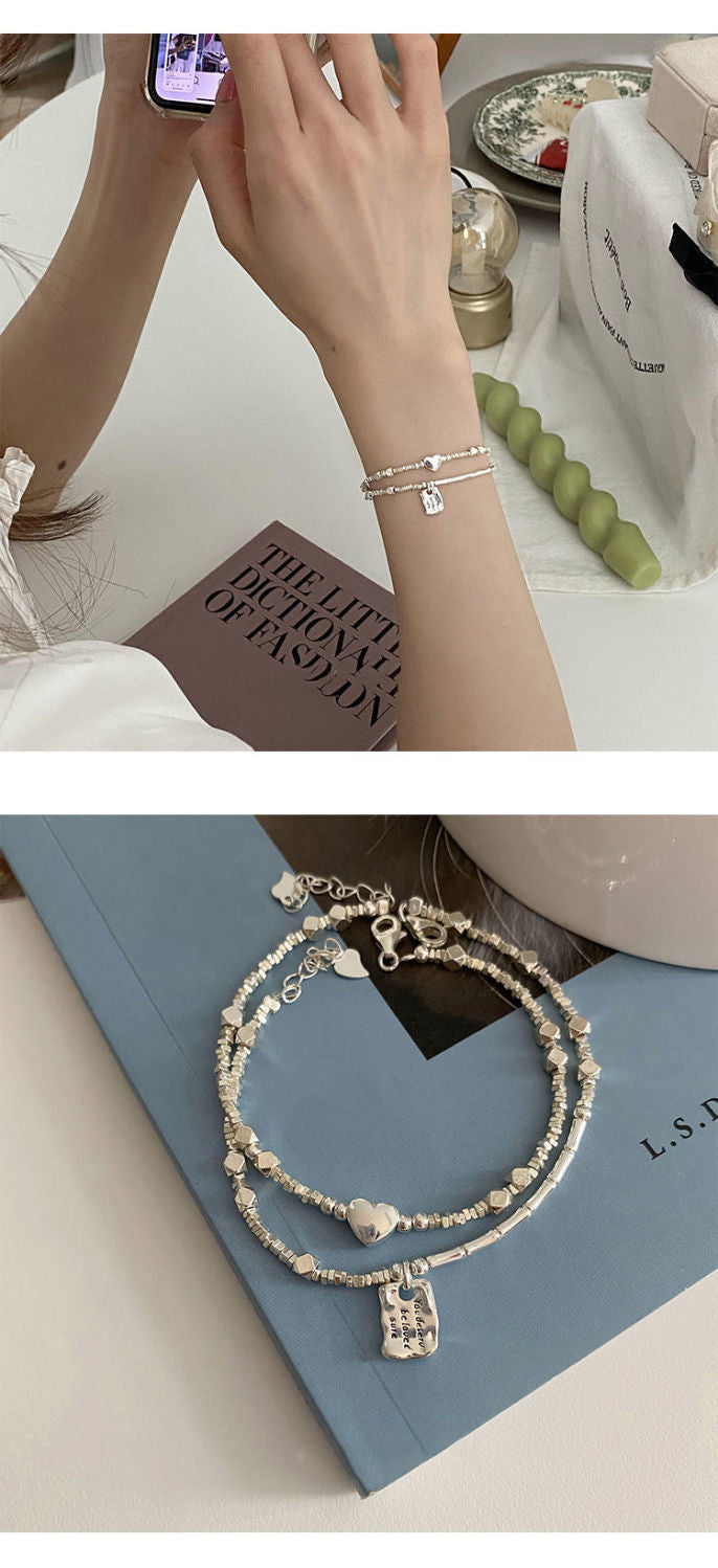 Niche Design Love Square Brand Sterling Silver Bracelet 2025 New Summer Girl Cold Wind Couple Girlfriend Gift