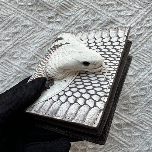 Cross-border Fashion Real Snakeskin Luxury Men's Business Two-fold Wallet Card Holder Large Capacity Wallet Travel Portable