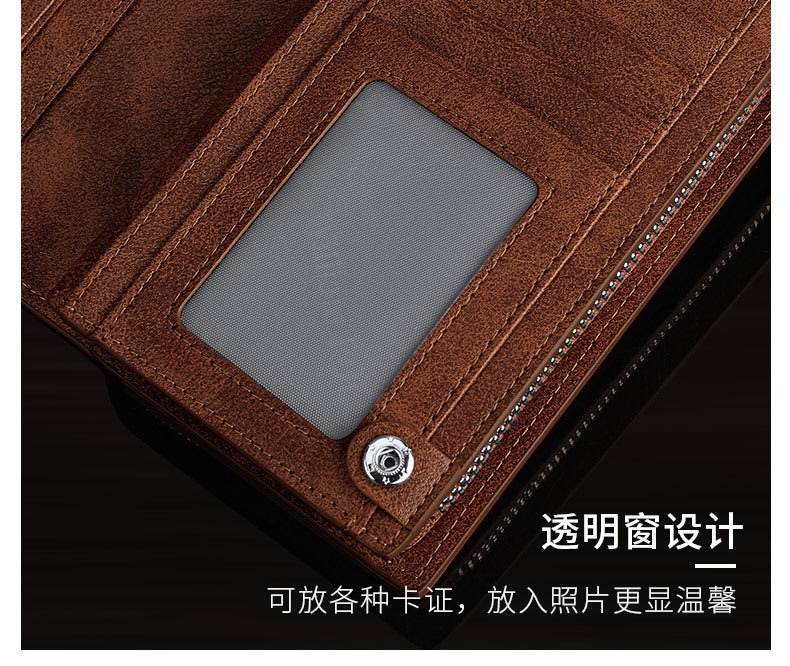 King Paul men's wallet long leather multi card slot fashion retro color hand bag card wallet wholesale
