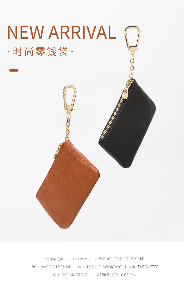 European and American Genuine Leather Cowhide Coin Purse Simple Mini Zipper Coin Bag 2025 New Small Wallet Women's Short Ultra-Thin