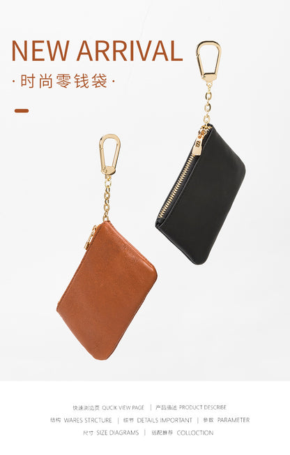 European and American Genuine Leather Cowhide Coin Purse Simple Mini Zipper Coin Bag 2025 New Small Wallet Women's Short Ultra-Thin