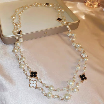 Light Luxury and High-End Multi-Layered Pearl Sweater Chain, Feminine, Simple, Long Autumn and Winter Necklace, Alloy Accessories, Jewelry