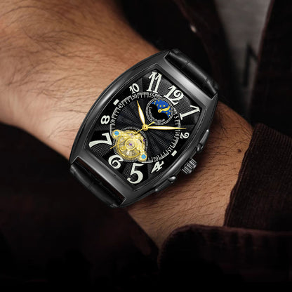 Barrel Type Fully Automatic Wheel Hollow Mechanical Watch Men's Business Simple Fashion Multifunctional Watch Wholesale