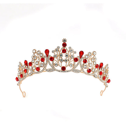 Super Fairy New Princess Sweet Bridal Crown Red Tiara Crystal Toast Clothing Hair Accessories 18Th Birthday Gift