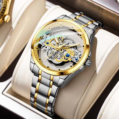 Cross-Border Dropshipping New Double-Sided Hollow Fully Automatic Movement Non-Mechanical Watch Tourbillon Watch Men's Waterproof