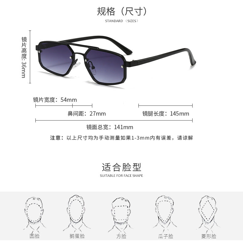 Metal Sunglasses New Trendy Cat-Eye Sunglasses for Men and Women Double Bridge Glasses in Stock Wholesale Polarized Sunglasses