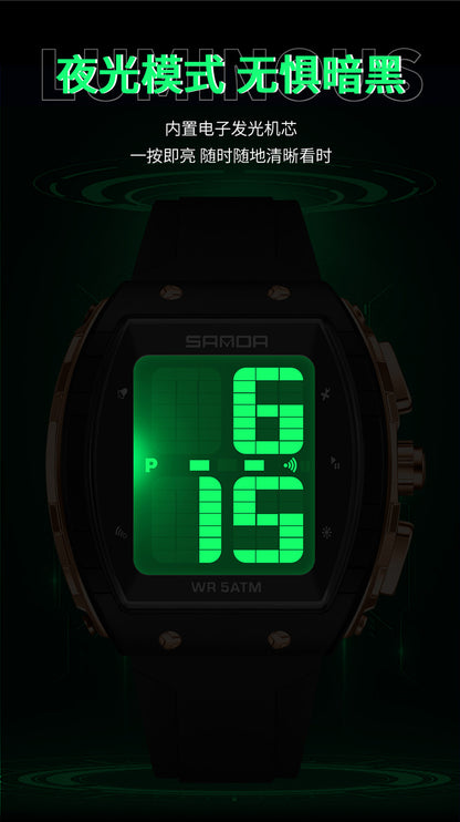 Sanda Elderly Voice Time Watch Large Digital Screen Luminous Multi-Function Watch Waterproof Calendar Digital Watch
