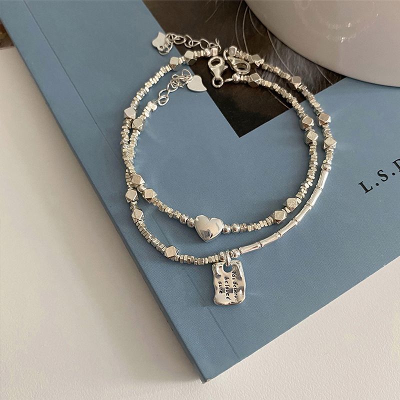 Niche Design Love Square Brand Sterling Silver Bracelet 2025 New Summer Girl Cold Wind Couple Girlfriend Gift
