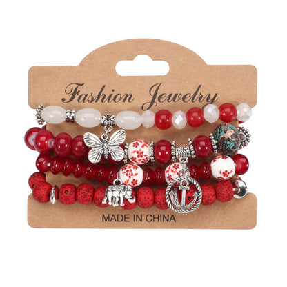 2022 Bohemian Butterfly Ship Anchor Elephant Pendant Multi-layer Bracelet Wholesale Bracelet Factory New Style Bracelet