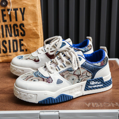 National Trend Men's Shoes 2024 Autum New Breathable Canvas Shoes Men's Niche Original Casual Shoes Sneakers Thick-Soled Student Shoes
