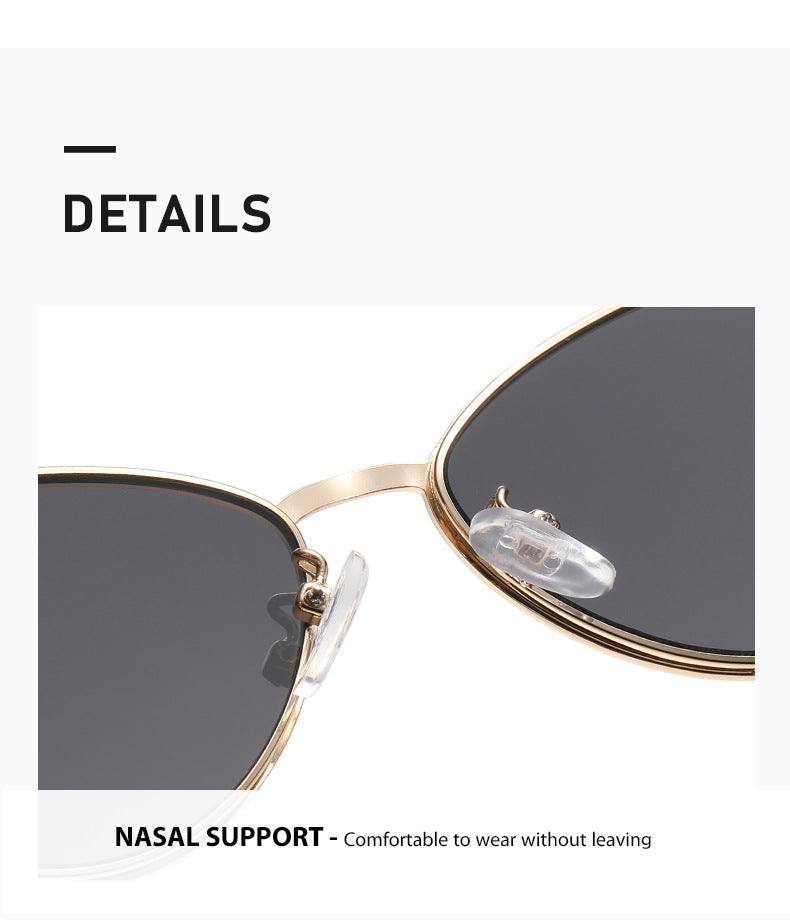 Fashionable Metal Cat-Eye Sunglasses European and American Trendy Women's Sunglasses Light Luxury High-End Anti-Uv Sunglasses for Men